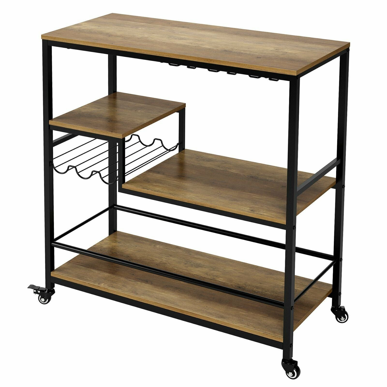 Kitchen Trolley, 3 Tier Design, Industrial Style, Storage on Wheels