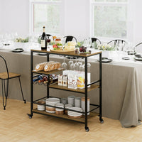 Kitchen Trolley, 3 Tier Design, Industrial Style, Storage on Wheels