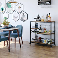 Kitchen Trolley, 3 Tier Design, Industrial Style, Storage on Wheels