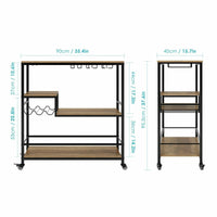 Kitchen Trolley, 3 Tier Design, Industrial Style, Storage on Wheels