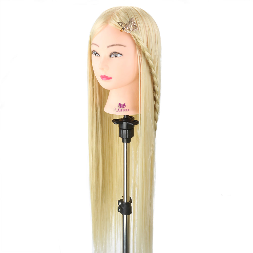 30 75CM Synthetisch Fiber Haar Trainingshoofd - Hoge Temperatuur Mannequin Pop voor Pruik Styling Oefening