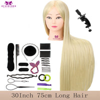 30 75CM Synthetisch Fiber Haar Trainingshoofd - Hoge Temperatuur Mannequin Pop voor Pruik Styling Oefening