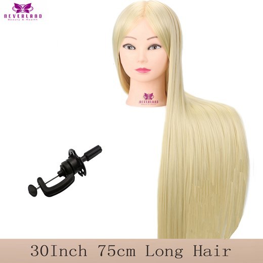 30 75CM Synthetisch Fiber Haar Trainingshoofd - Hoge Temperatuur Mannequin Pop voor Pruik Styling Oefening