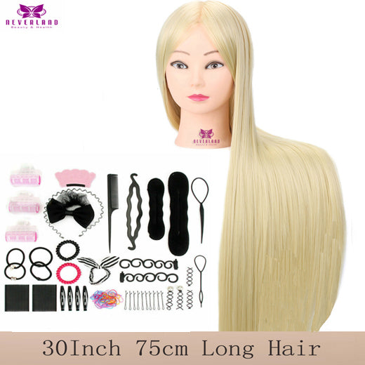 30 75CM Synthetic Fiber Hair Training Head - High Temperature Manne