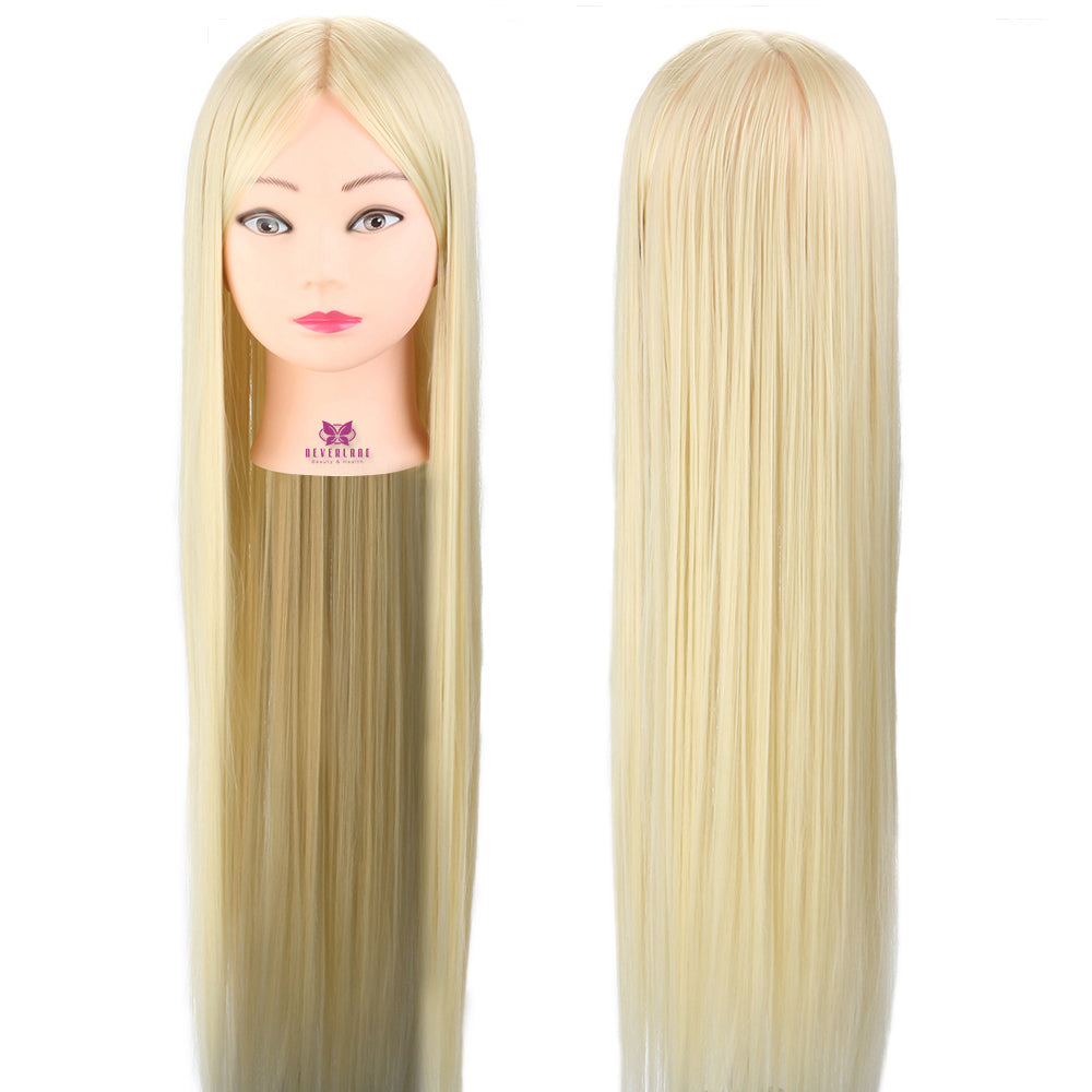 30 75CM Synthetisch Fiber Haar Trainingshoofd - Hoge Temperatuur Mannequin Pop voor Pruik Styling Oefening