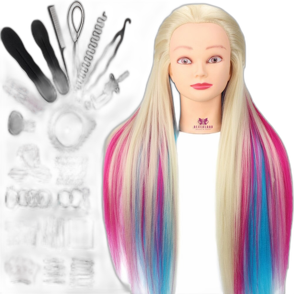 29-inch Synthetisch Haar Oefenhoofd - Kleurrijke Kapsels Trainings Dummy Pop