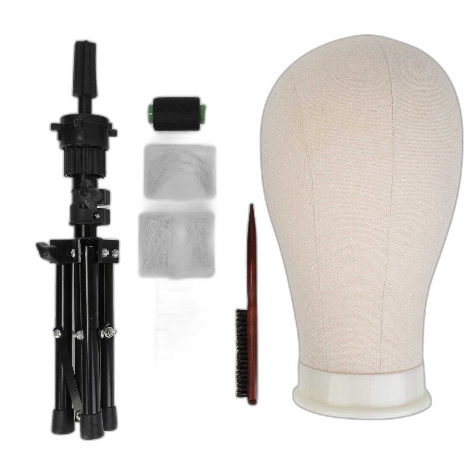 Wig Stand Mannequin Head, Brush Set, Tripod Stand