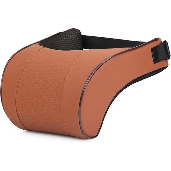 Car Pillow, Brown, Neck Support, Ergonomic, PU Leather, Car Headrest