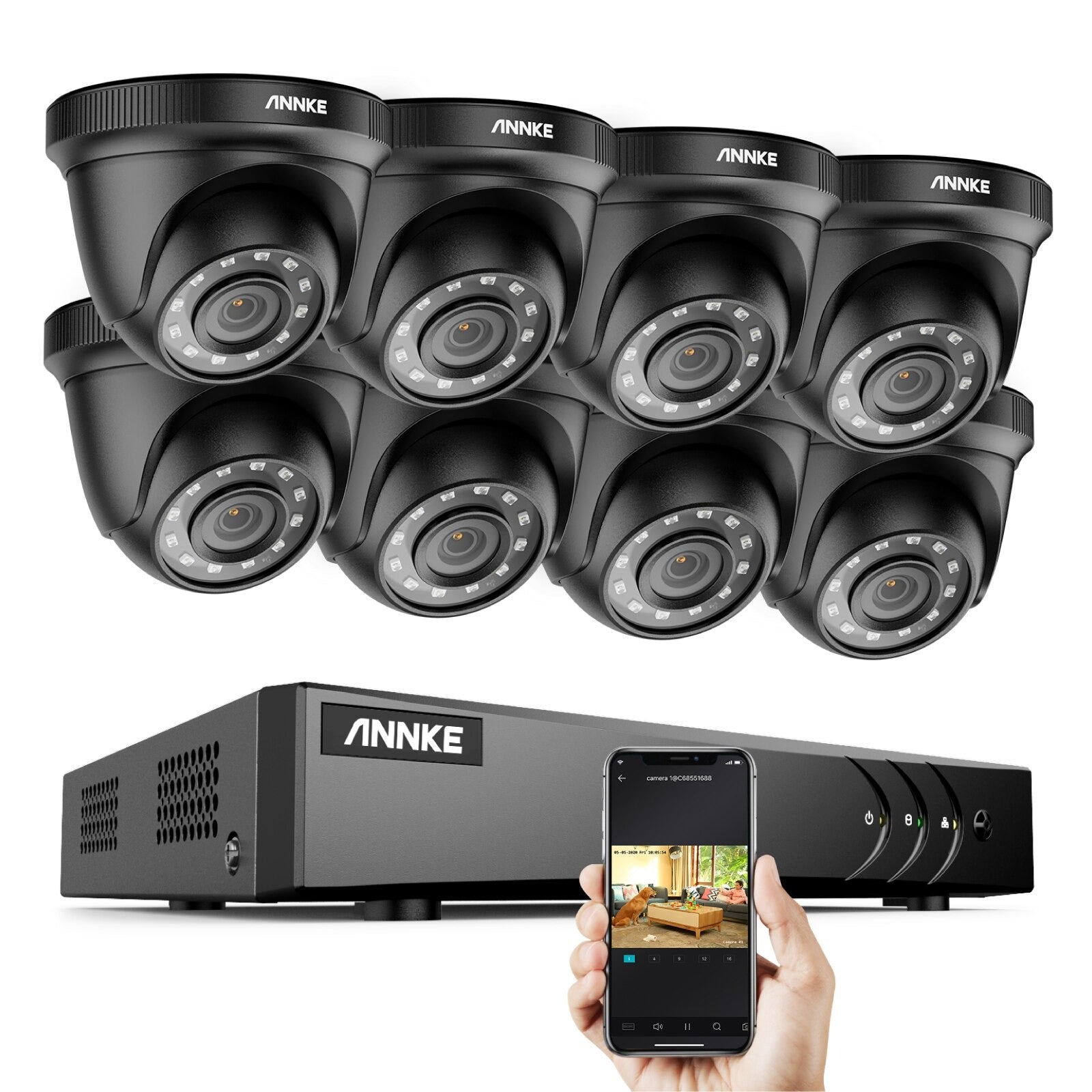 Camera de securitate, 8 camere, 5MP, detector de mișcare, HDD de 1TB