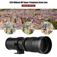 Super Telefoto Zoomlens, 420-800mm Brandpuntsafstand, Universele 1/4 Draad