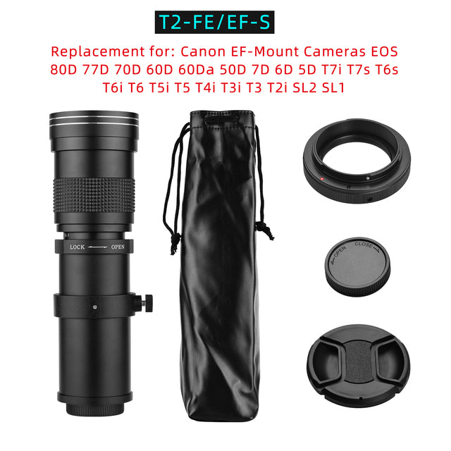 Super Telephoto Zoom Lens, 420-800mm Focal Length, Universal 1/4 Thread