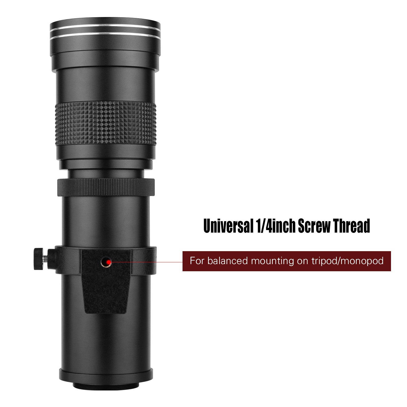 Super Telephoto Zoom Lens, 420-800mm Focal Length, Universal 1/4 Thread