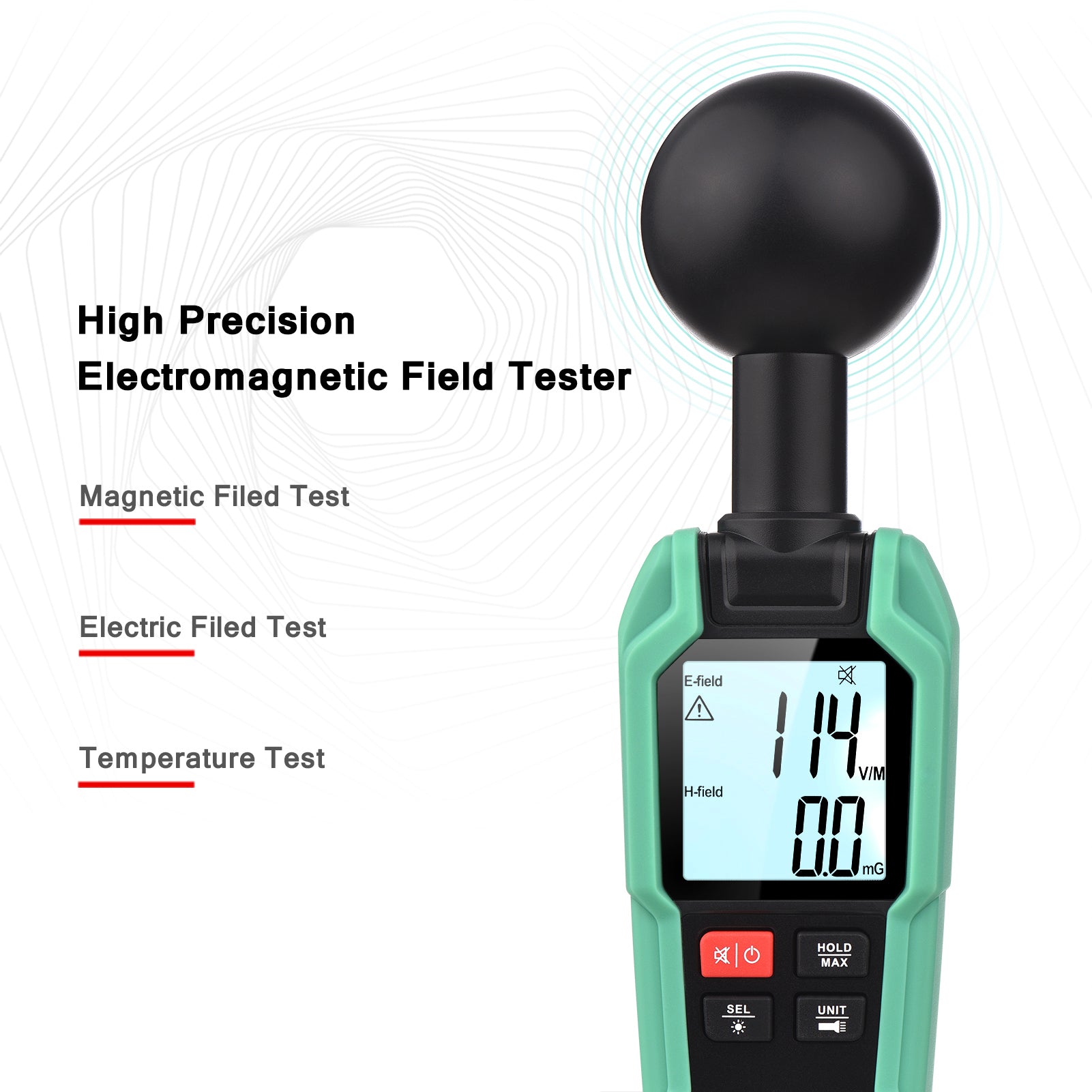 EMF-meter, høj præcision måling, detektion af elektromagnetisk stråling.