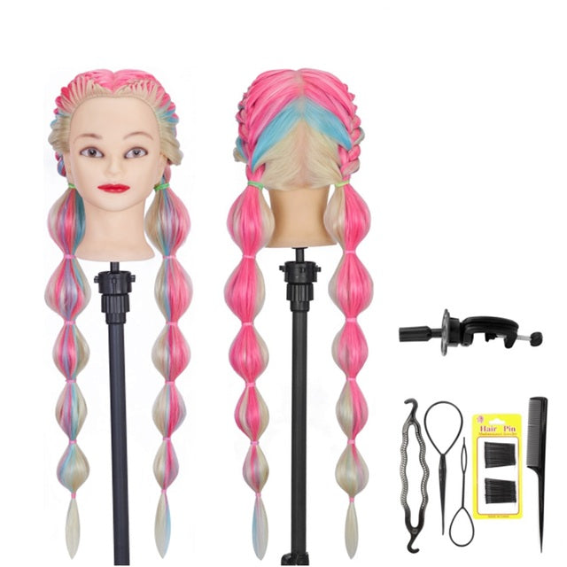 29-inch Synthetisch Haar Oefenhoofd - Kleurrijke Kapsels Trainings Dummy Pop