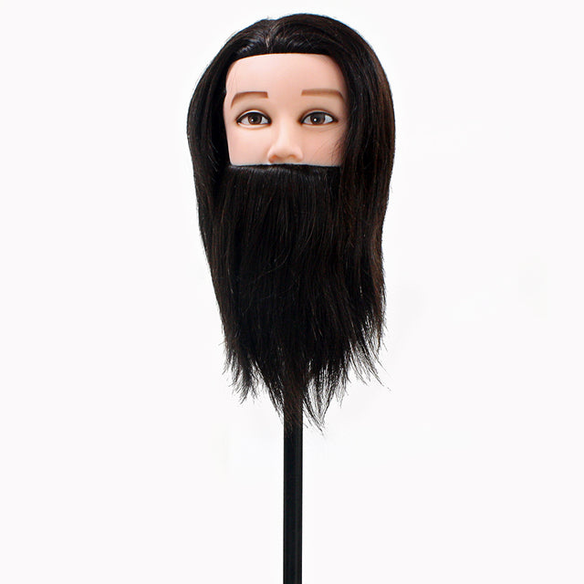 Male Mannequin Head, Synthetic Hair, Beard Training