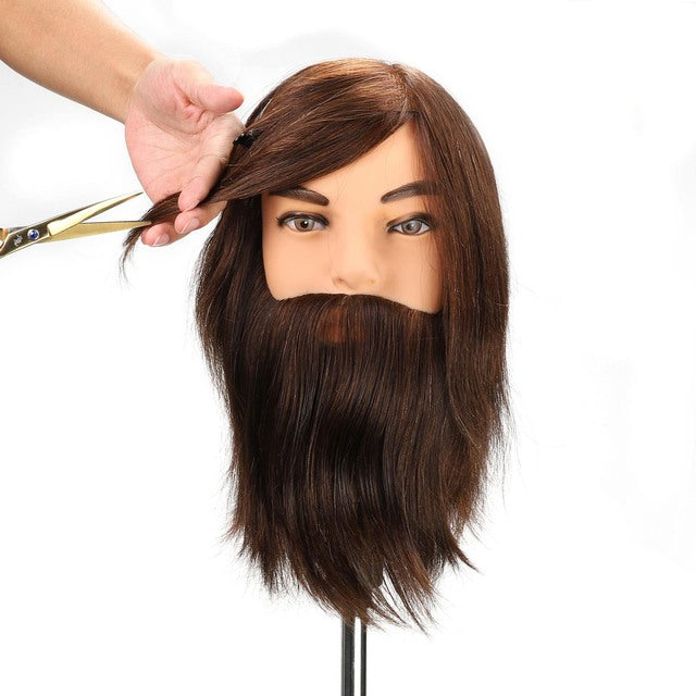 Male Mannequin Head, Synthetic Hair, Beard Training