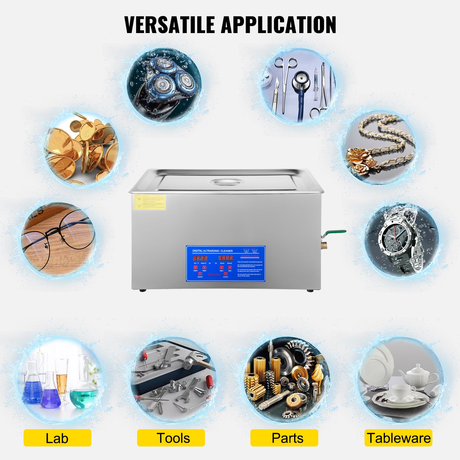 Ultraljudsrenare, Digital Kontrollpanel, SUS304 Material