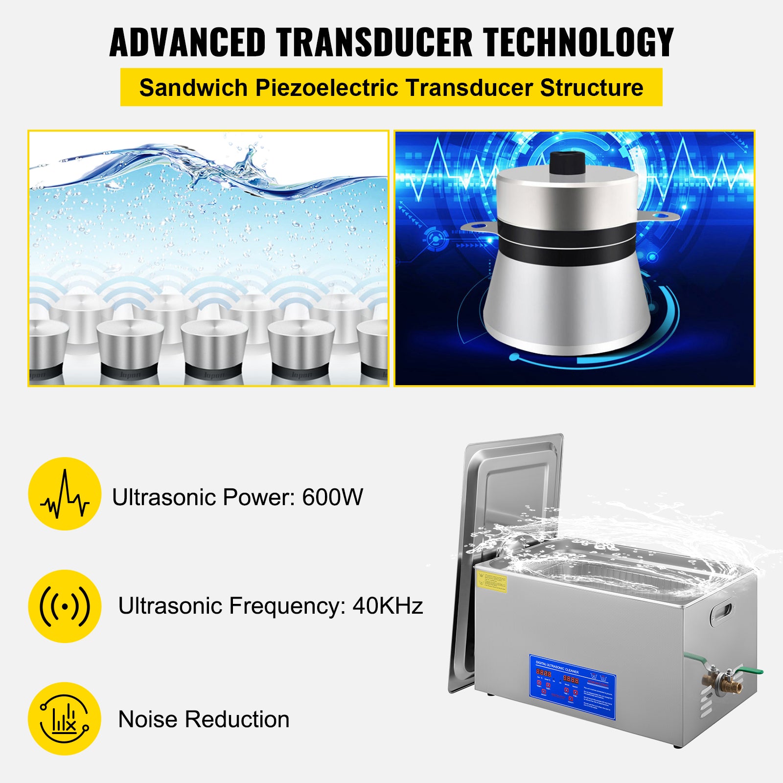 Ultrasonic Cleaner, Digital Control Panel, SUS304 Material