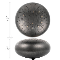 Stalen Tonguedrum, 11 Noten, Staal-Titanium Legering, Inclusief Reistas