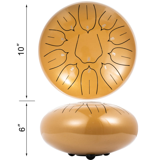 Stalen Tonguedrum, 11 Noten, Staal-Titanium Legering, Inclusief Reistas