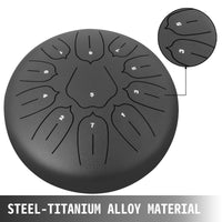 Steel Tongue Drum, 11 Notes, Steel-Titanium Alloy, Travel Bag Included