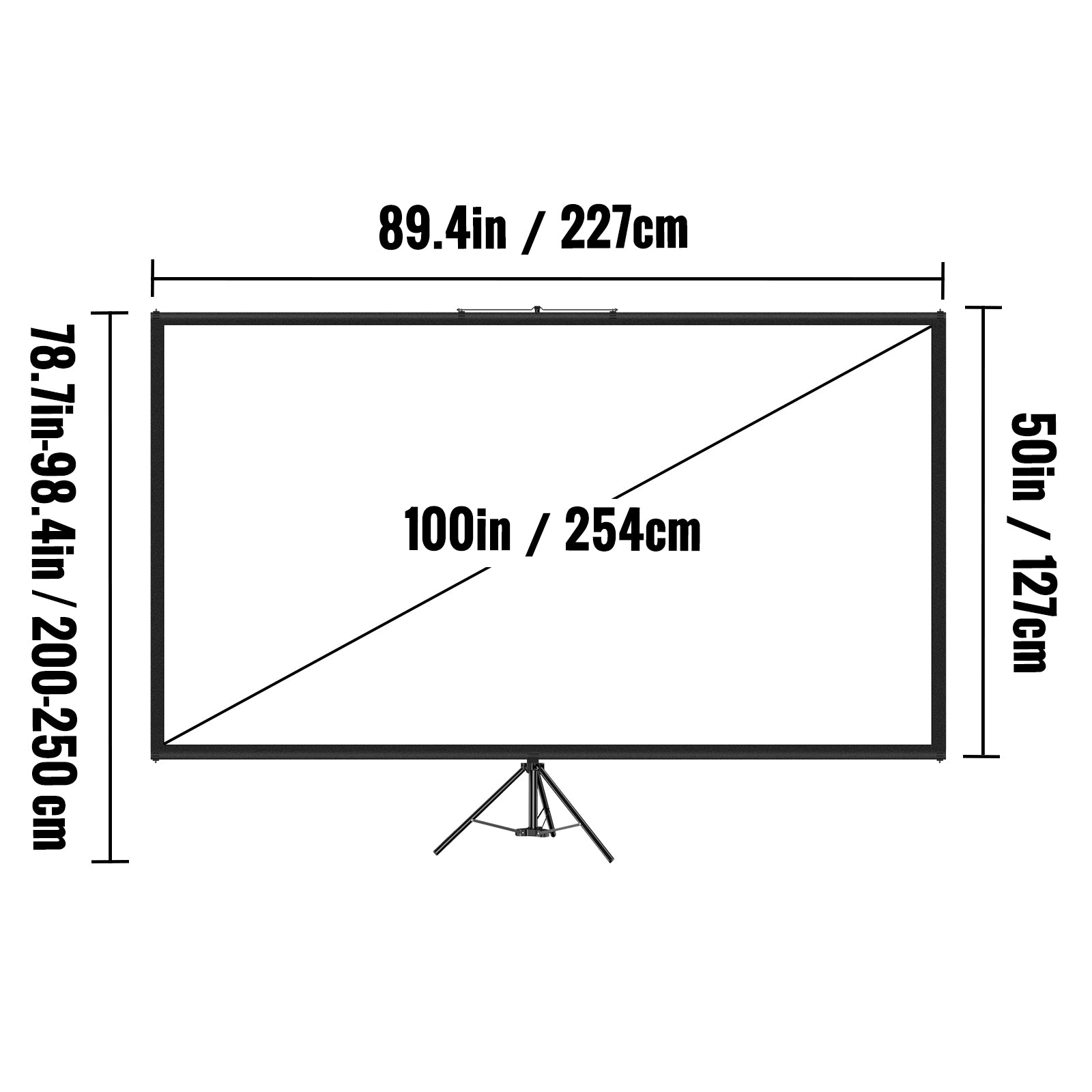 Ecran de proiecție, raport de aspect 16:9, suport din aluminiu