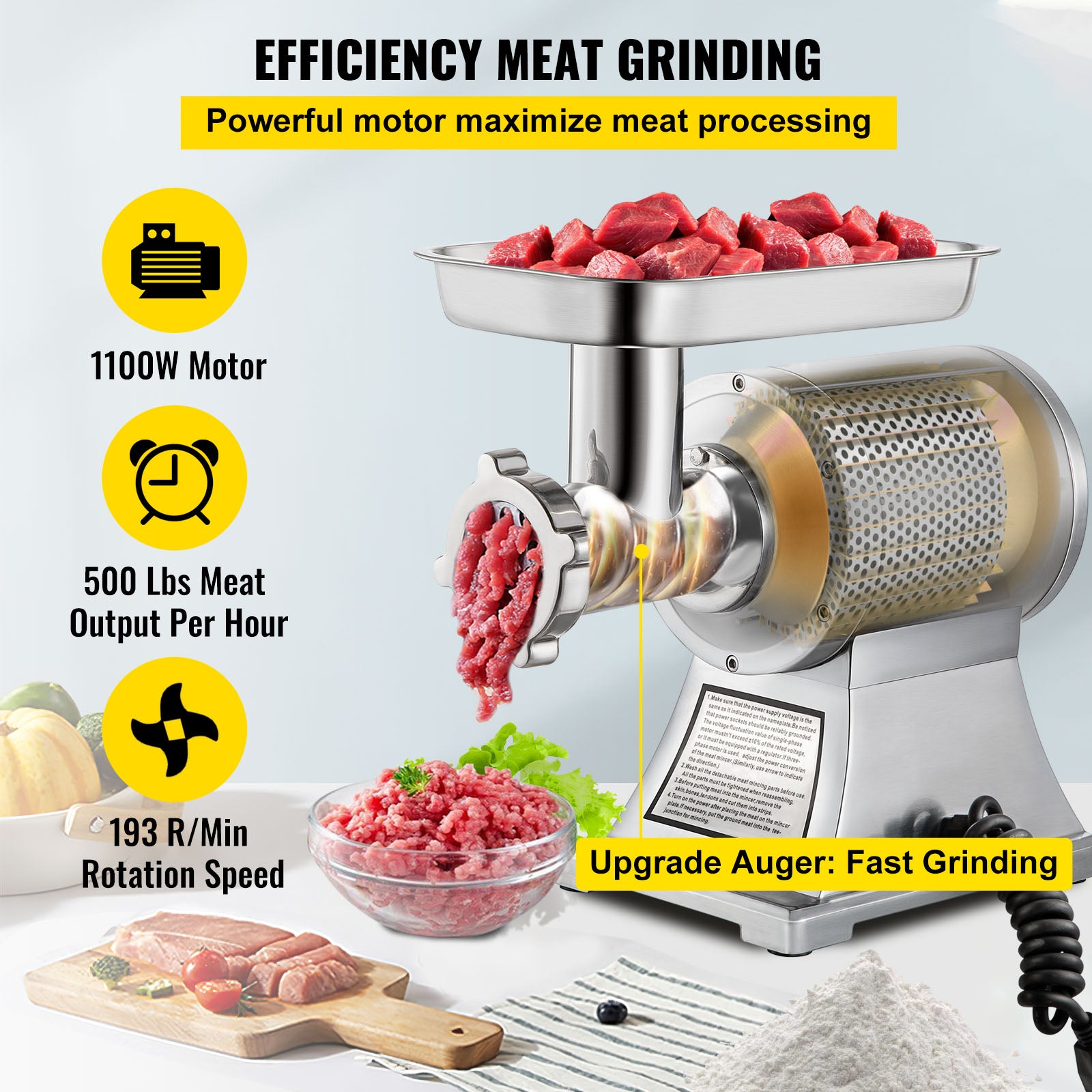 Electric Meat Mincer, Heavy Duty, Commercial Grinder Machine