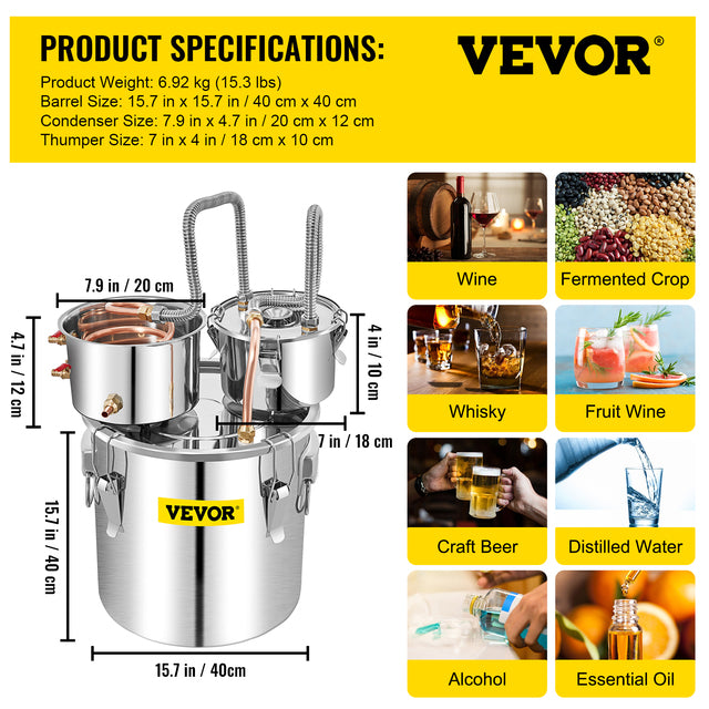 Alcohol Distilleerset, Voedselveilige Materialen, Snelle Koeling