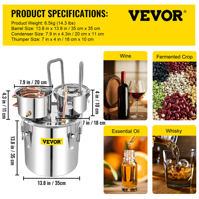 Alcohol Distiller Set, Food-Grade Materials, Rapid Cooling