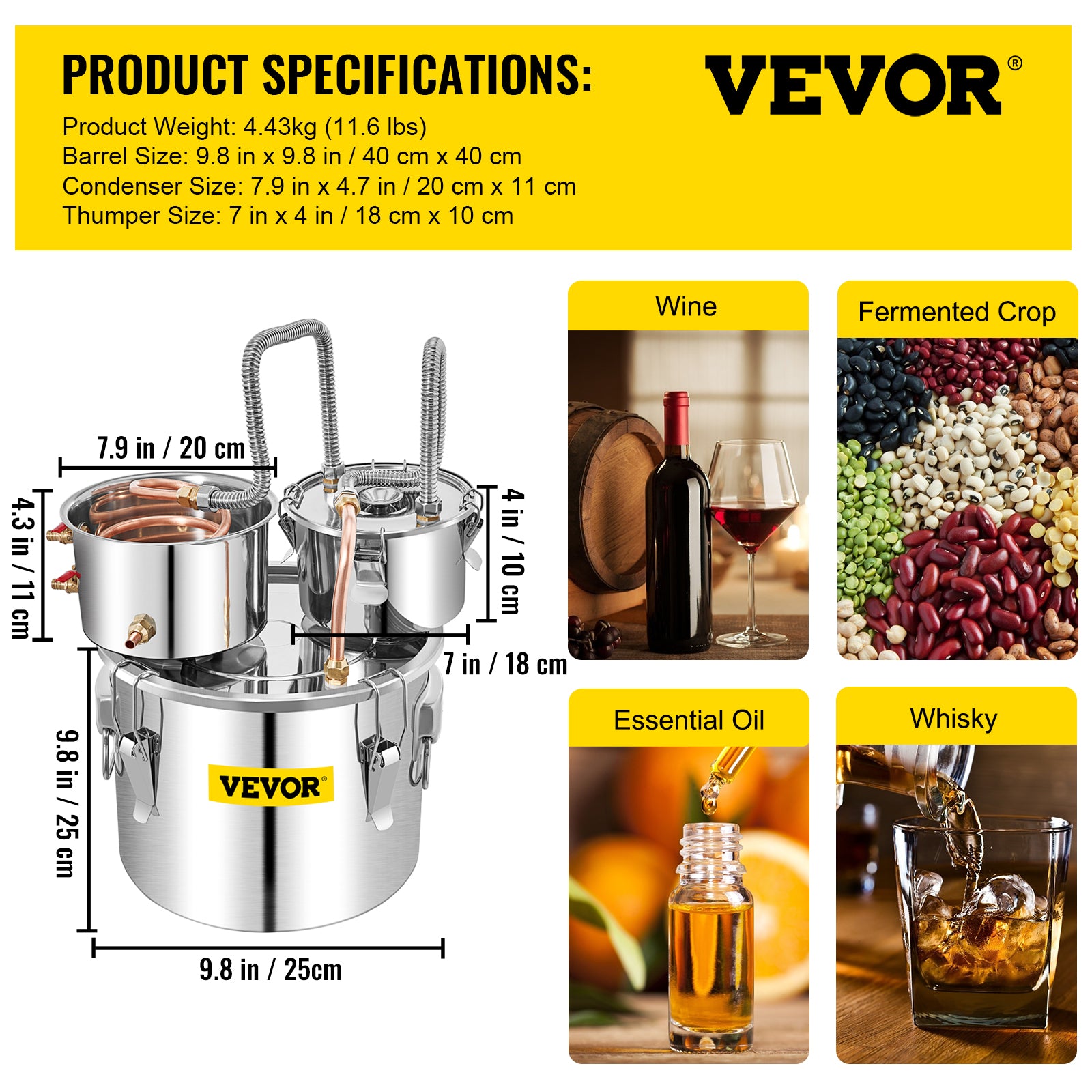 Alcohol Distiller Set, Food-Grade Materials, Rapid Cooling