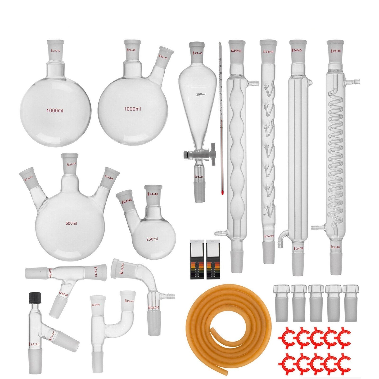 Laboratorium Glaswerk Set, 24/40 Gewrichten, Borosilicaatglas