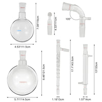 Set de ustensile de laborator din sticlă, cu îmbinări de 24/40, din sticlă borosilicată.