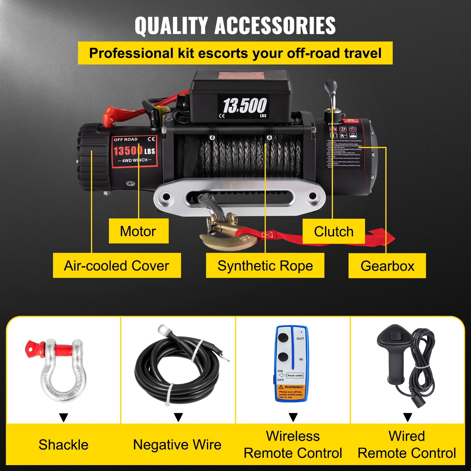 13500LBS Elektrische Winde – 4X4, ATV, Offroad mit drahtloser Steuerung und synthetischem Seil