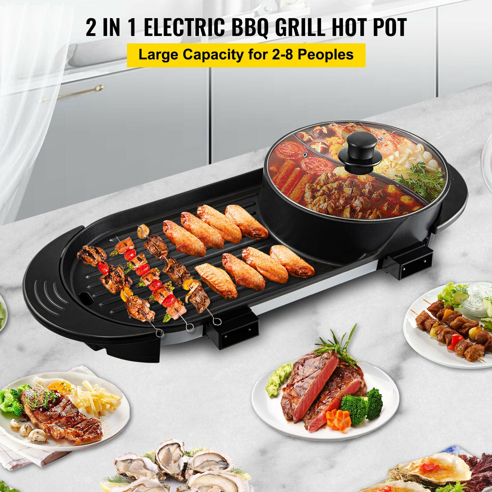 "Elektrisk BBQ-pannagrill, portabel, rökfri"