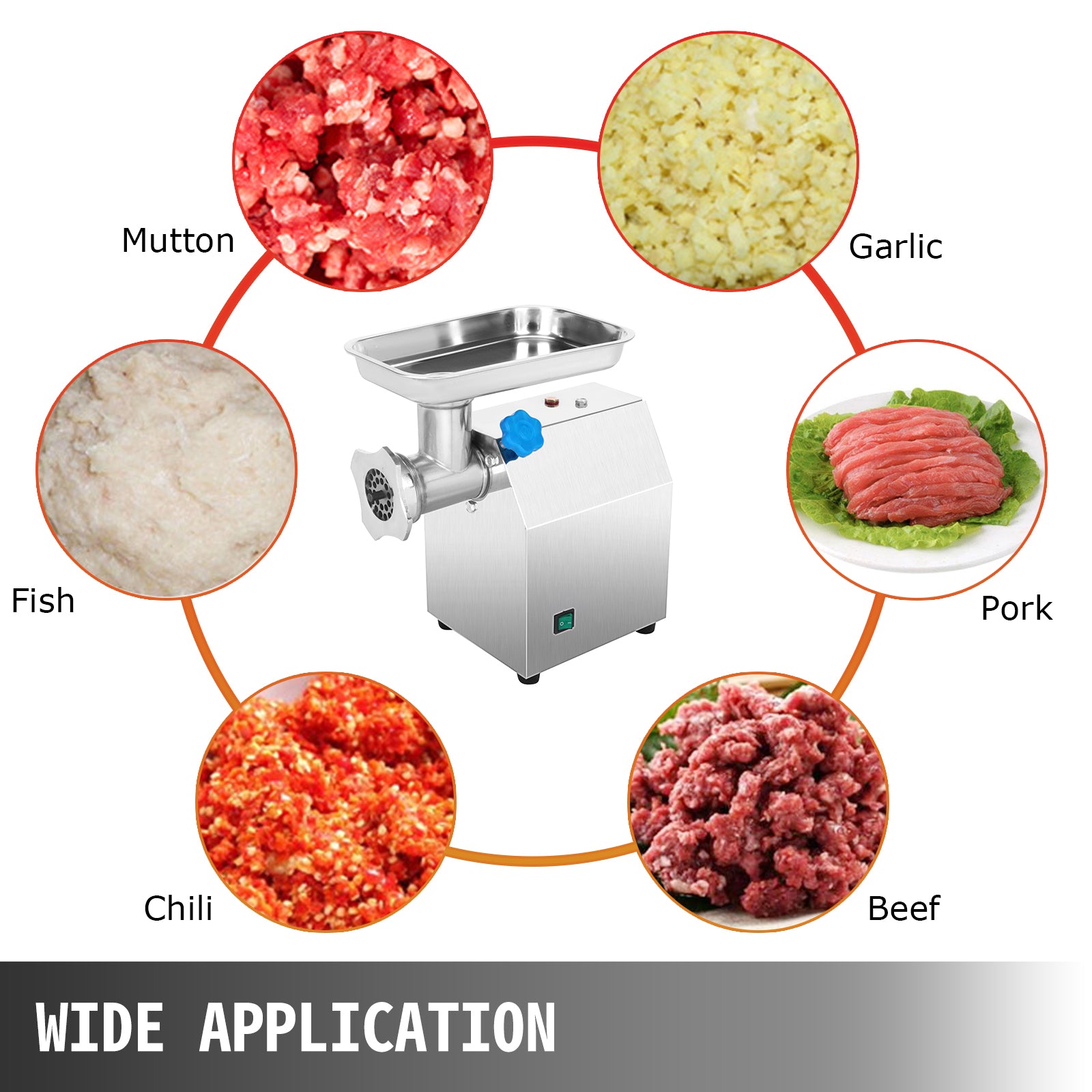 Electric Meat Grinder, 250 kg/h Capacity, 1100W Power