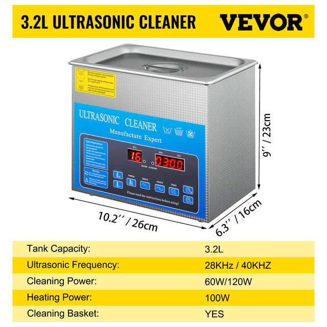 Ultrasone Reiniger, Dubbele Frequentie, Verwarming & Ontgassingsfunctie