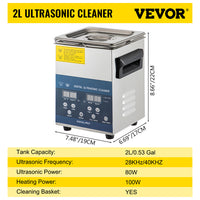 Ultrasonic Cleaner, Dual Frequency, Heating & Degas Function