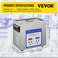 Ultrasonic Cleaner, Stainless Steel, Portable