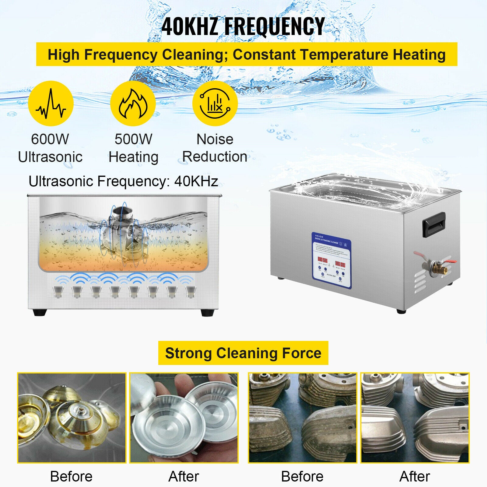 Ultrasonic Cleaner, Stainless Steel, Portable