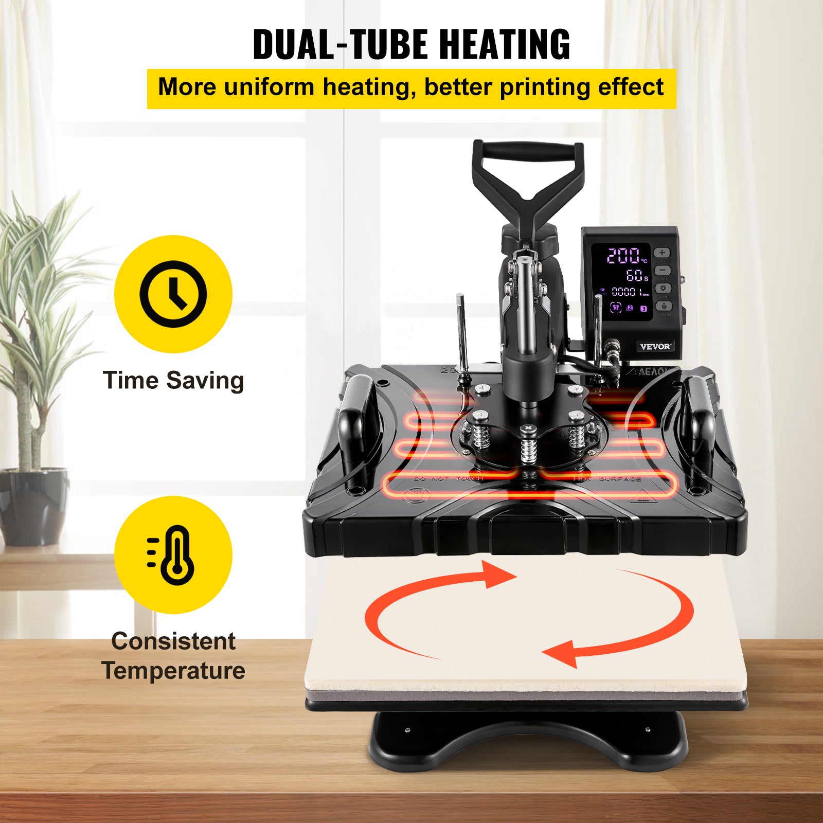 Varmepresser, Digital Display, Justerbart Tryk