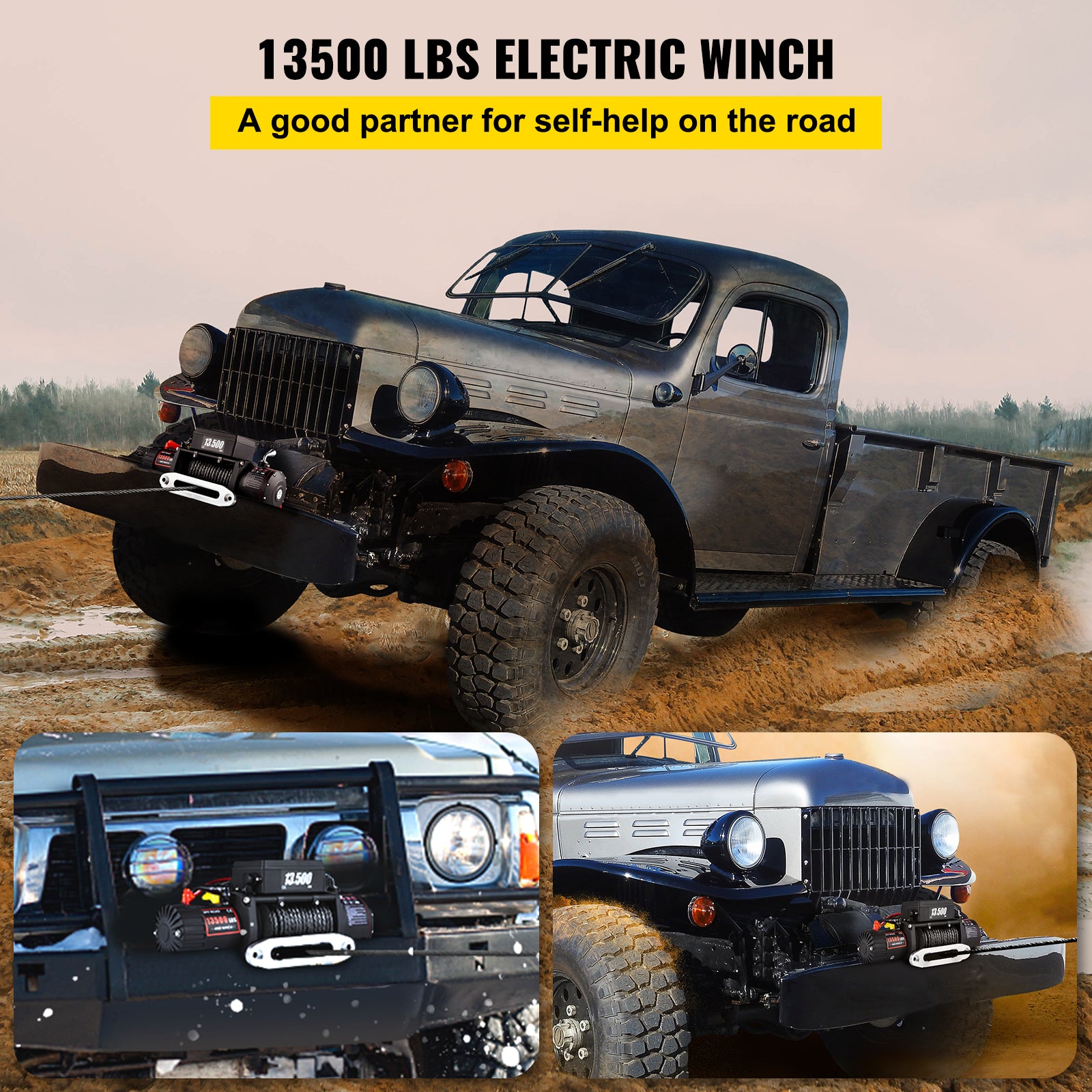 Electric Winch, 3-Stage Planetary Gear, Sliding Ring Clutch
