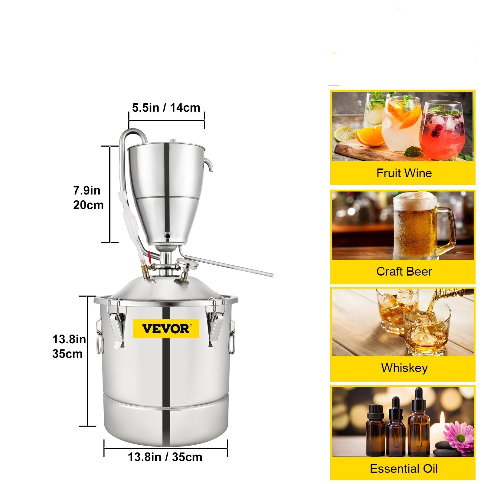 Alkohol Wasser Destilliergerät, 304 Edelstahl, 6-lagige Kondensatorspule