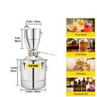 Alcohol Water Distilleer, 304 Roestvrij Staal, 6-spiraal Condensator