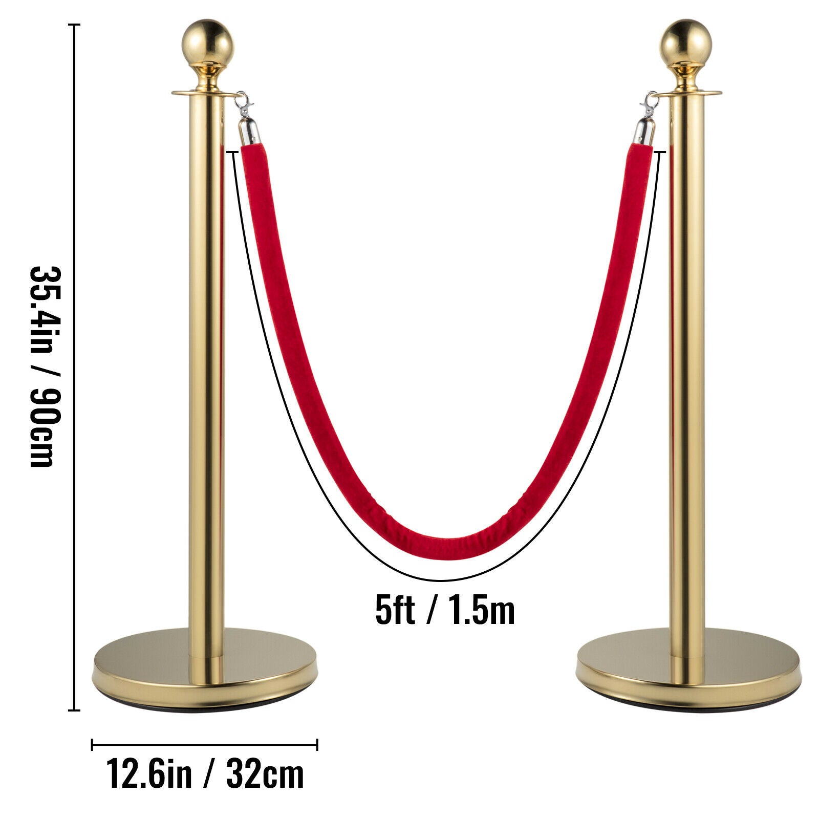 Crowd Control Stanchion Posts, Gold/Silver, Stable Base