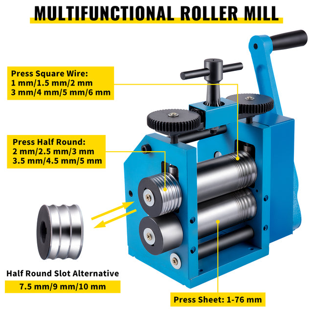 Manual Rolling Mill, Adjustable Press Thickness, Durable Construction