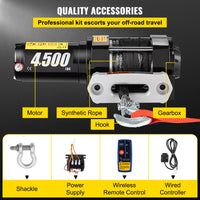 4500LBS Electric Winch - 3-stage Planetary Gearbox, Automat