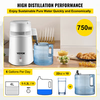 Water Distiller, 4 Liter Capacity, Stainless Steel Construction