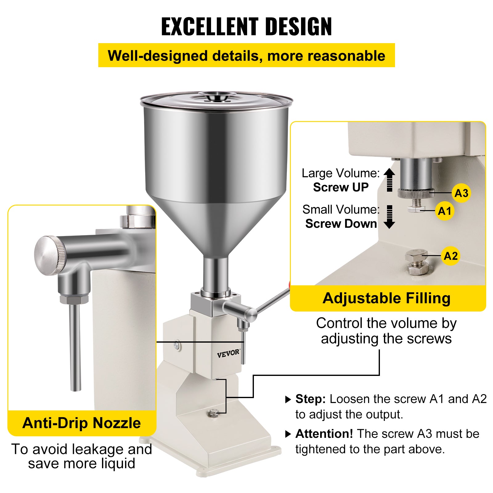 Vloeistof- & Pastavulmachine - Anti-Drup, Verstelbare Snelheid/Volume, 10kg Capaciteit