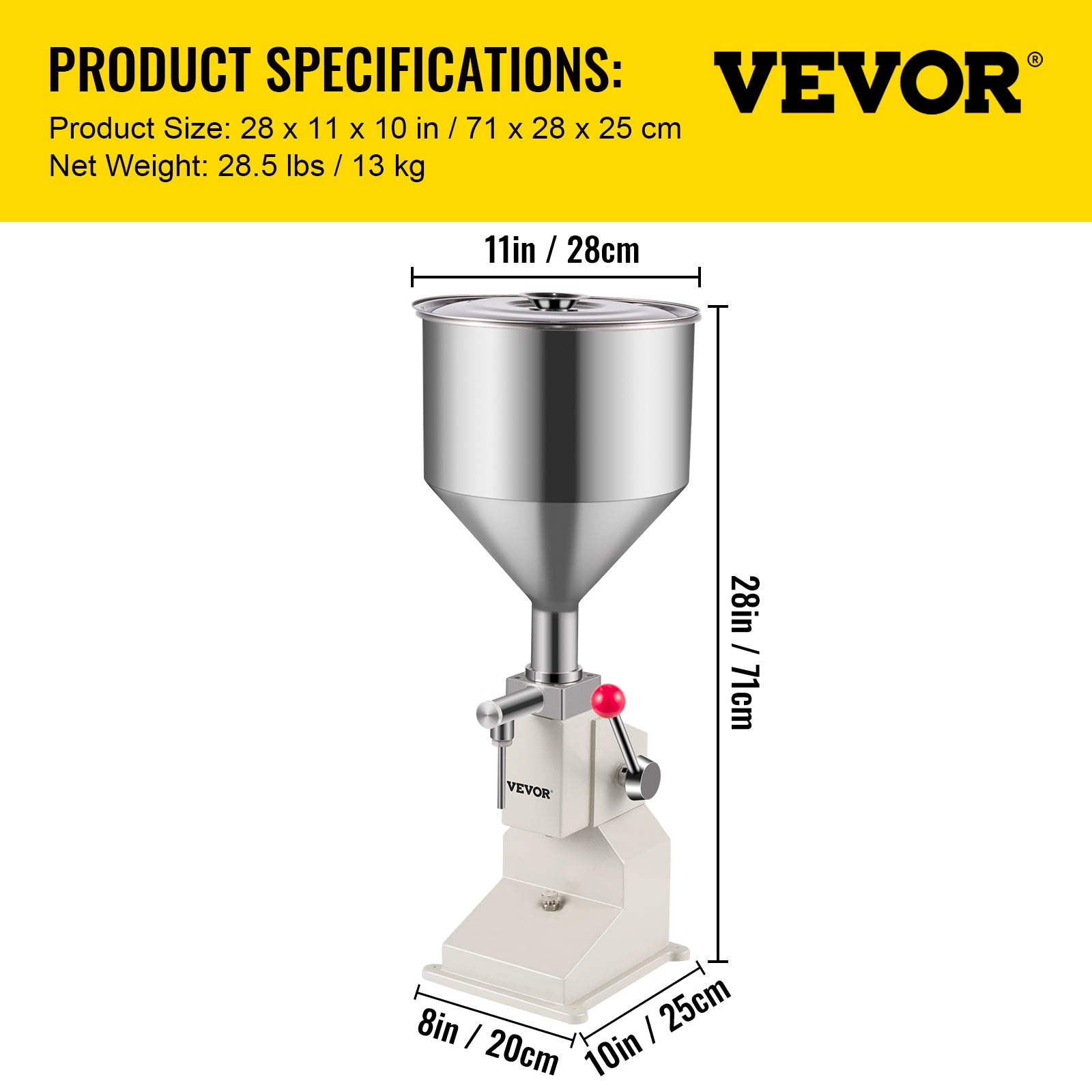 Vloeistof- & Pastavulmachine - Anti-Drup, Verstelbare Snelheid/Volume, 10kg Capaciteit