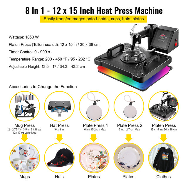 Hitzepressemaschine, 360° Schwenkarm, präzise Temperaturkontrolle